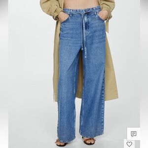MANGO DRAWSTRING LOOSE-FIT WIDE-LEG JEANS